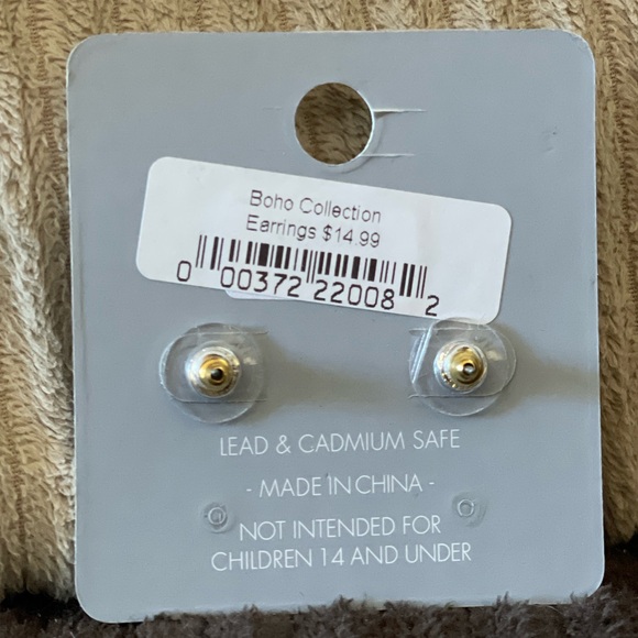 Gold and Taupe Star Circle Stud Earrings β AD Project - Picture 5 of 6